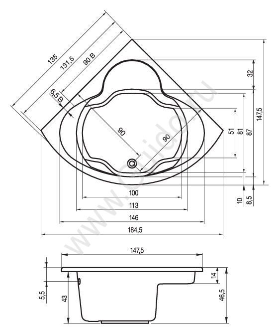 Ванна 135 135 Угловая Купить