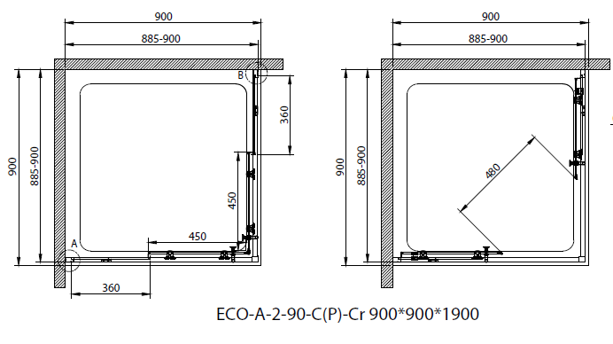 Cezares Eco a2. Eco-o-a-2-80-c-CR. Душевой уголок Cezares Eco-o-a-2-Nero.