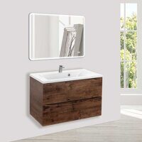 Тумба под раковину Vincea Mia 800 подвесная, 2 выкатных ящика soft close, R.Wood