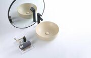 Раковина накладная керамическая, круглая, бежевая матовая, BelBagno BB1315-H316, 410x410x130