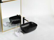 Раковина накладная керамическая, прямоугольная, чёрная матовая, BelBagno BB1302-H301, 500x400x140